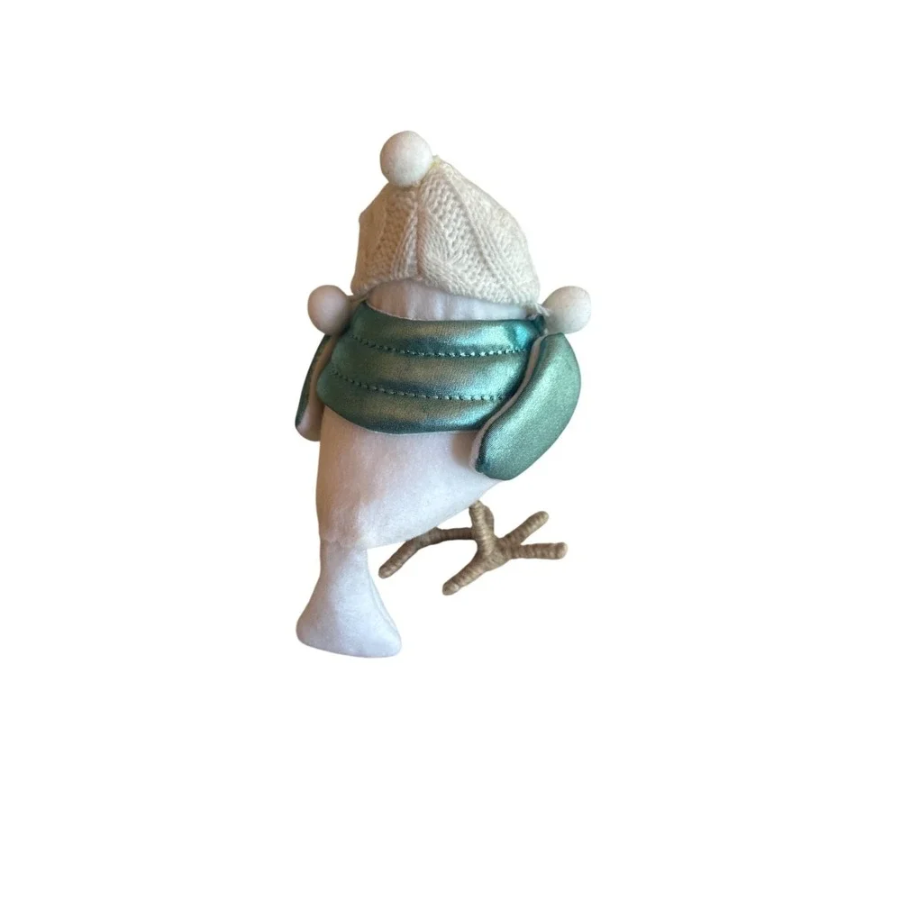 Winter Bird Figurine With Knit Hat & Scarf Target Wondershop White Green Vest